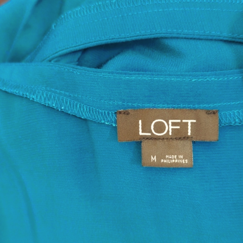 LOFT Vibrant Blue Flutter Sleeve Cinched Drawstring Waist Romper Size Medium - Picture 8 of 8